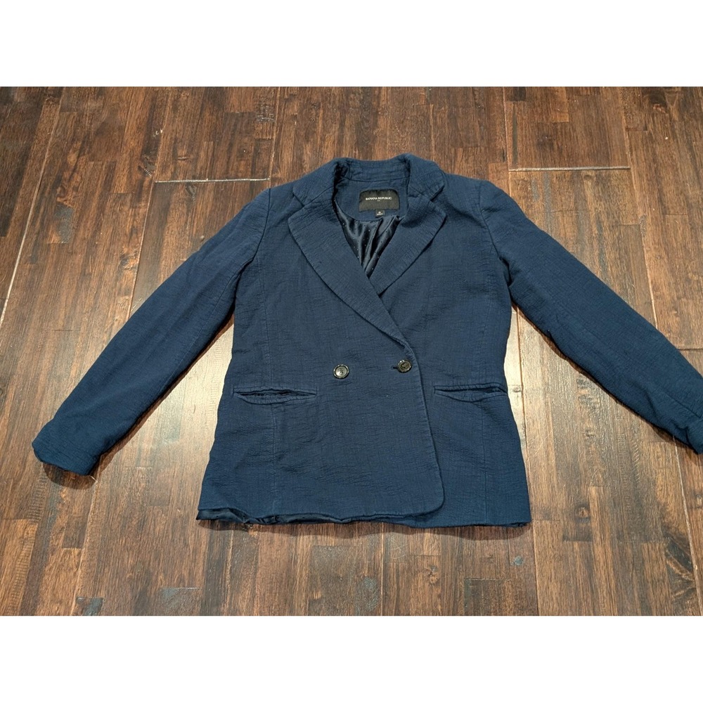 Banana Republic Blazer Womens 0 Sm Preppy Navy Double Breasted 2 Button Jacket